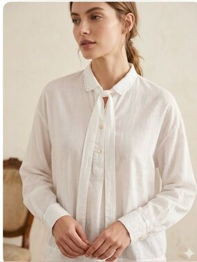 Forte Forte Italy ,Lightweight White Button-Front Peasant Blouse.Oversized M